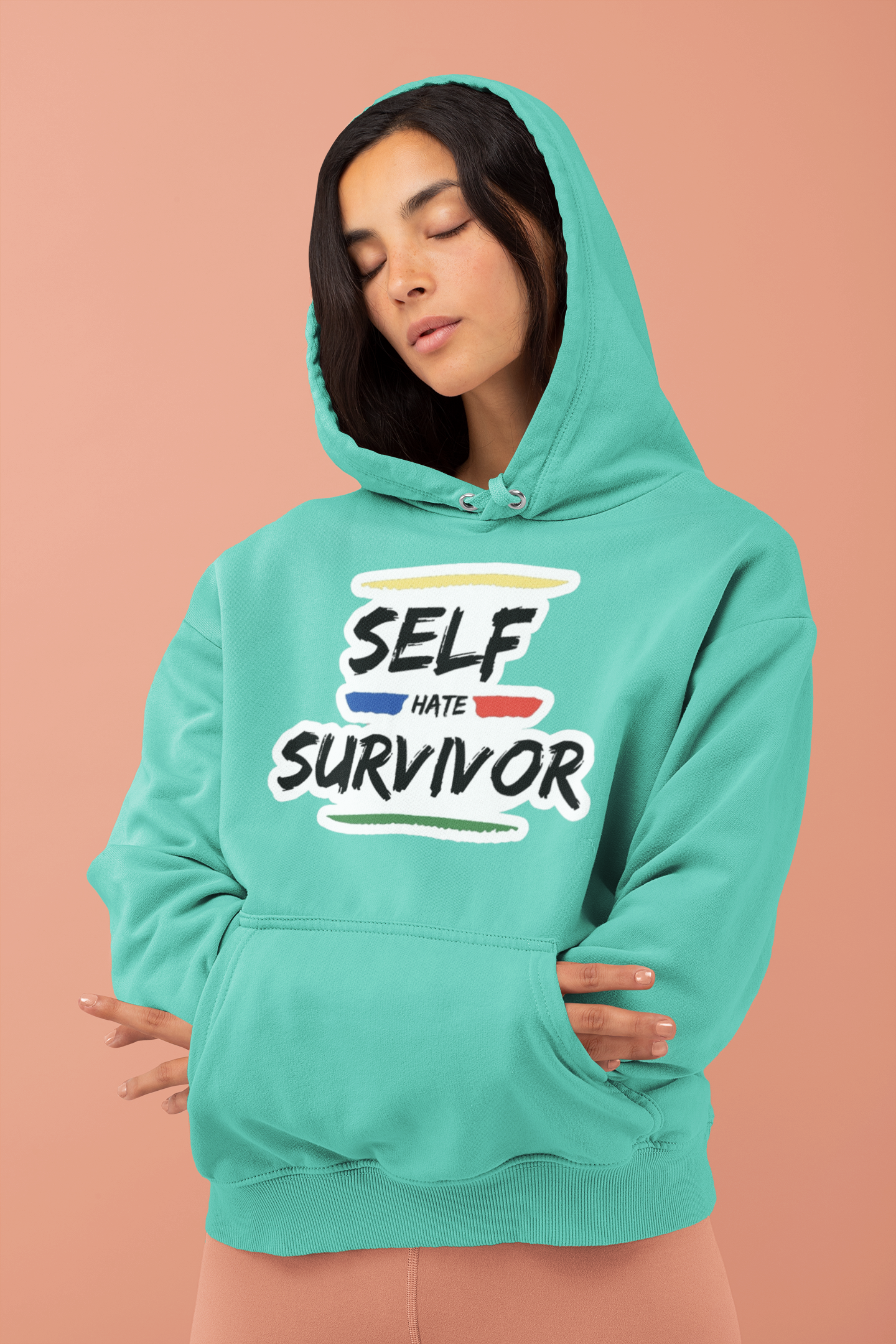 “Self Hate Survivor” Hoodie “Aqua Blue” - SelfHateSurvivor