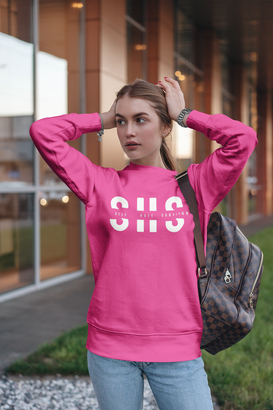 “Self Hate Survivor” Sweatshirt “Safety Pink” - SelfHateSurvivor